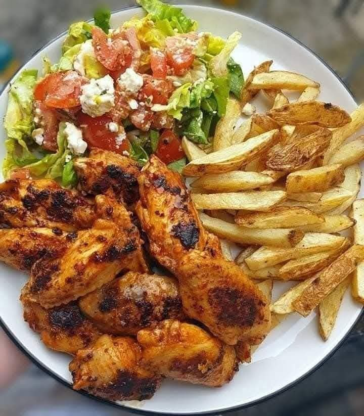 Grilled Chicken Plate with Salad and Fries