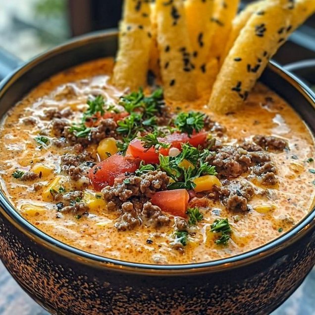 Cheesy Burger Soup – Creamy, Hearty & Irresistible