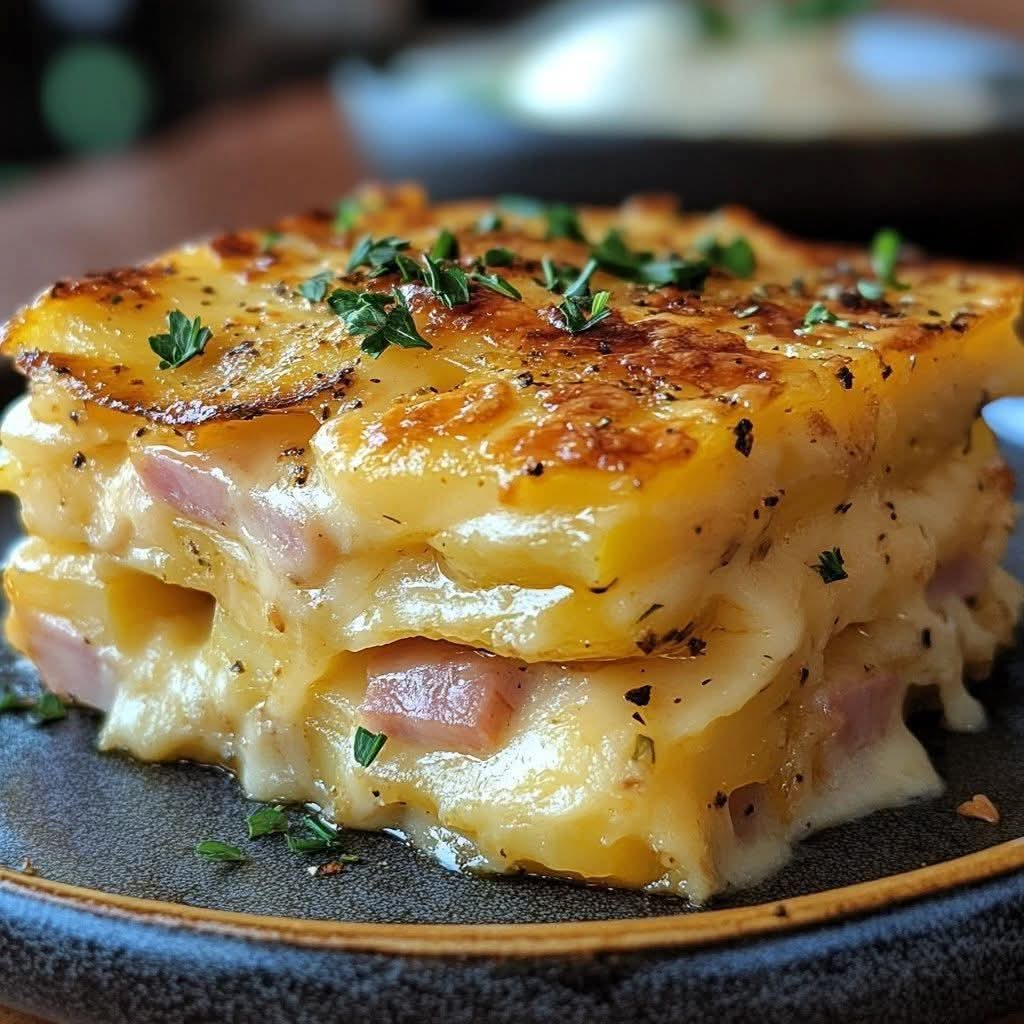 Potato Gratin with Ham and Cheese