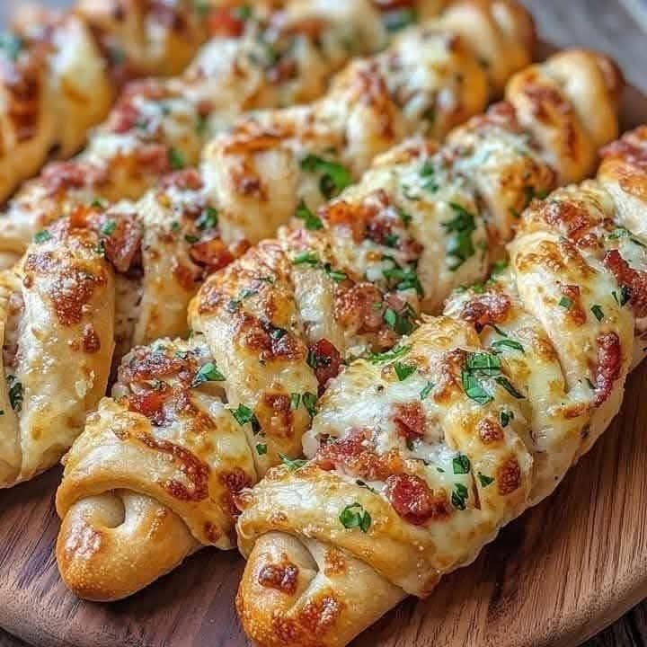 Garlic Butter Bacon Alfredo Pizza Twists