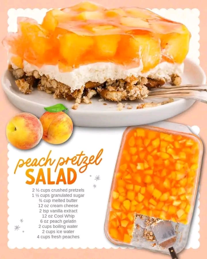 Summer is calling with this delicious Peach Pretzel Salad