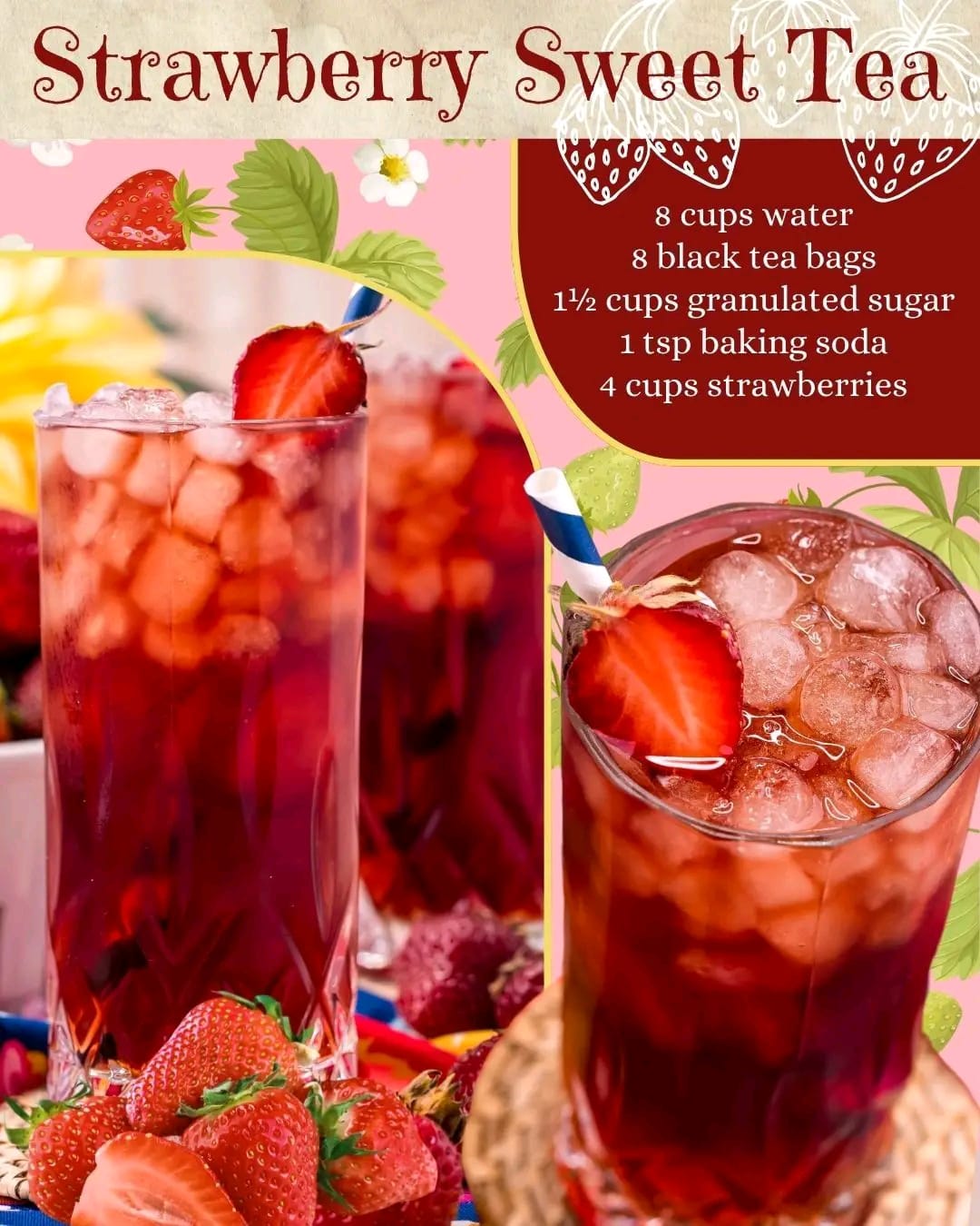 Refreshing Southern style STRAWBERRY SWEET TEA
